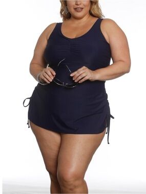 Sun and Sea Curvy Classic Navy Swim Dress Plus Size Swimsuit Swim Dress Size 18
